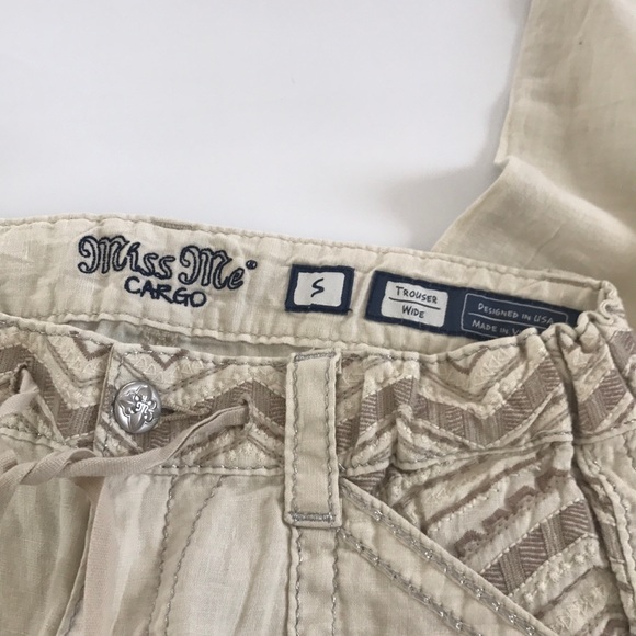 Miss Me Cargo Pants Wide Leg Cream Dress - 0207 - Picture 3 of 6